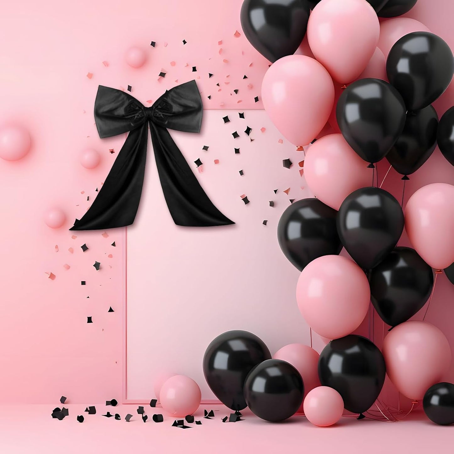 Wavwavw Large Black Bow Decor - Giant Satin Ribbon Tie for Birthday & Wedding Backdrop | 24 x 18 Inches