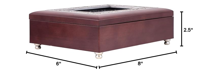 Rosewood Jewelry Music Box - Plays Wonderful World with Photo Frame 8x6x2.5 in