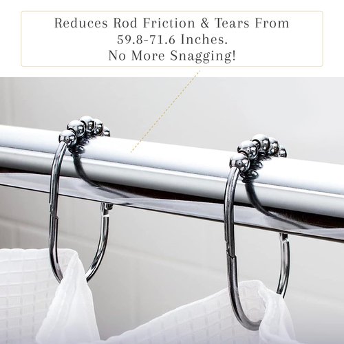 2 Lb. Depot Shower Curtain Ring - Set of 12 Easy Glide Rollers with Polished Chrome Finish - Stainless Steel Shower Hooks for Straight and Curved Rods - Decorative and Durable for Any Bathroom
