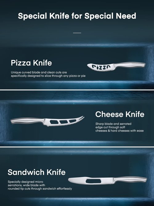 D.Perlla Knife Set, 17 Pieces Kitchen Knife Set with Clear Acrylic Knife Holder, Stainless Steel Super Sharp Chef Knife with Hollow Handle in One Piece Design