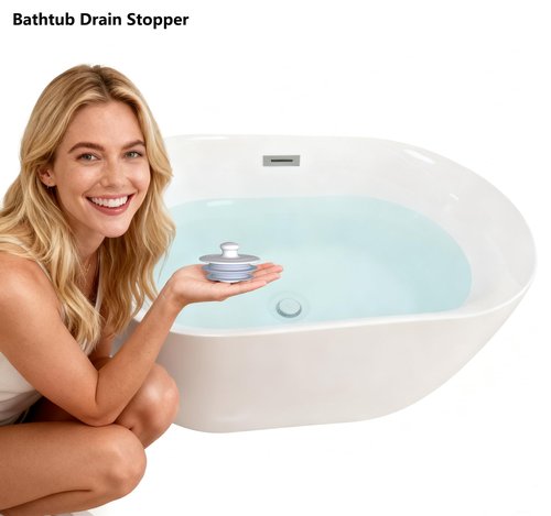 Bathtub Drain Stopper, Drain Plug, Silicone Stopper (Patented Design) (1, Large,Gray)