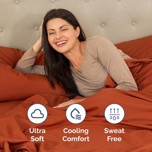Full XL Bed Sheet - 4 Piece Full XL Bed Sheets Set - Soft, Breathable & Cooling - Hotel Luxury Bedding for Women, Men, Kids, Teens, Boys & Girls - Deep Pockets, Comfy, Fade & Wrinkle Free - Terracotta