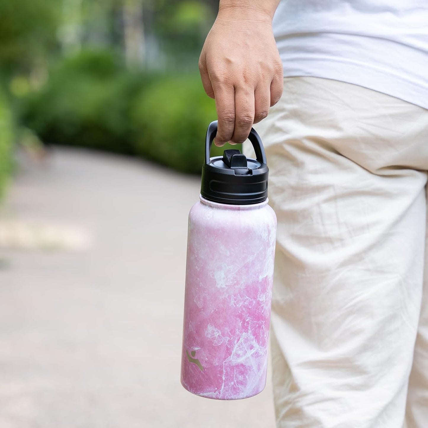 Skiennix 40oz Insulated Stainless Steel Water Bottle - Marble Blossom | 3 Lids Included