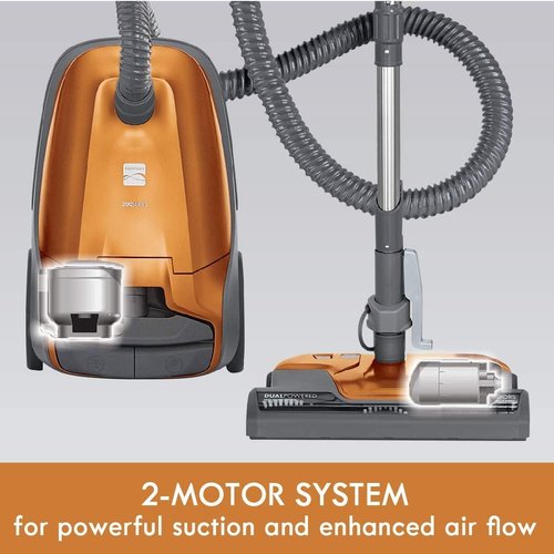 Kenmore 81214 Pet-Friendly Lightweight Bagged Canister Vacuum - HEPA Filtration, 2 Motors, 3 Tools | Orange