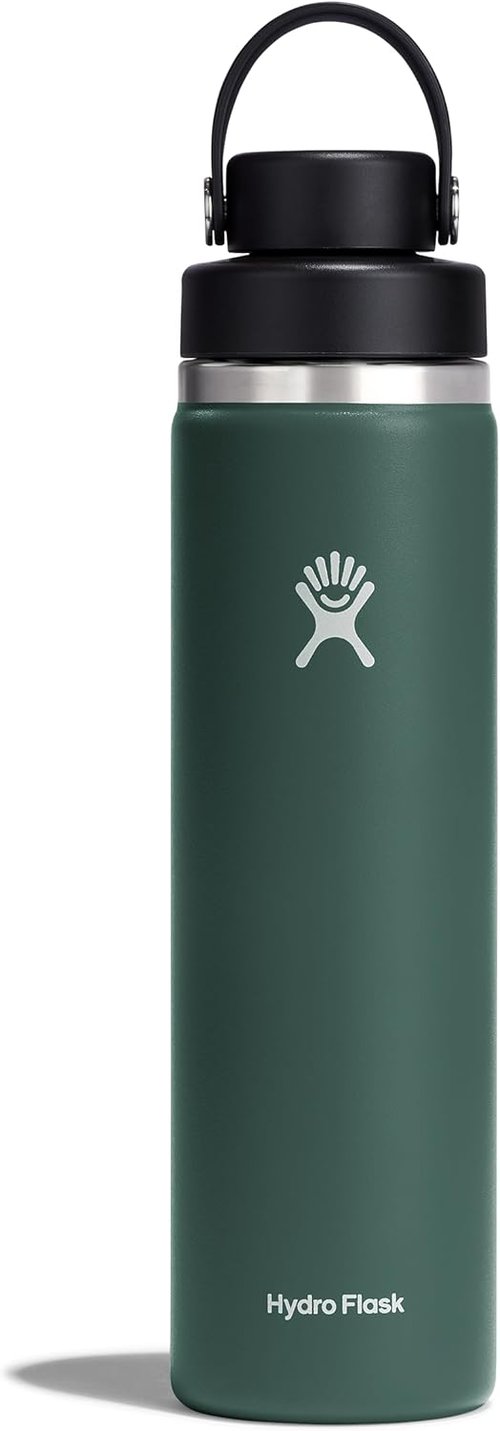 Hydro Flask Water Bottle - Insulated Stainless Steel with Wide Mouth Chug Lid | 24 Oz Fir, Leakproof & Non-Spill