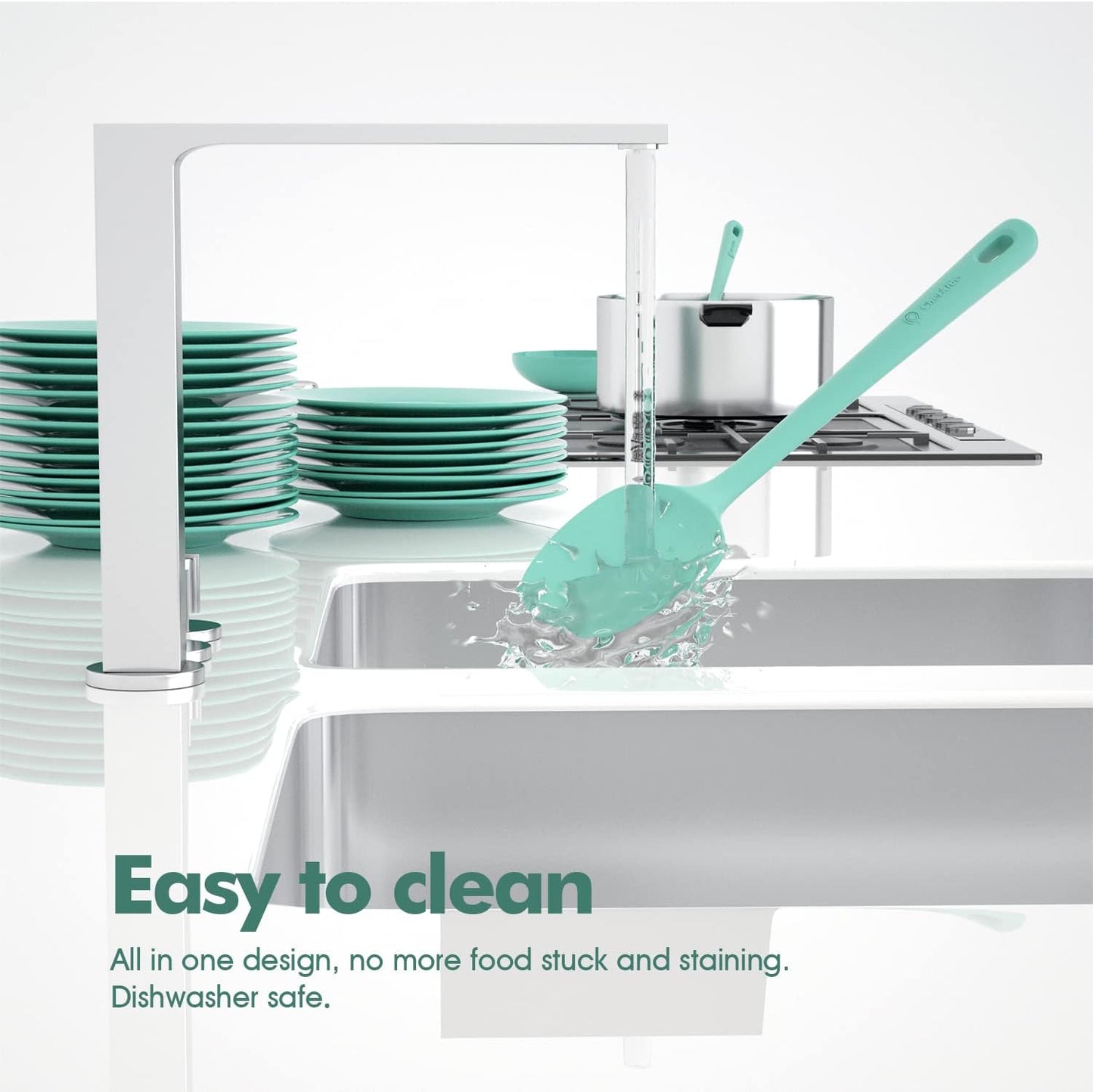 Skiennix Silicone Spatula Set - 4 Pieces, Ergonomic Grip, Heat Resistant Up to 600°F for Nonstick Cookware