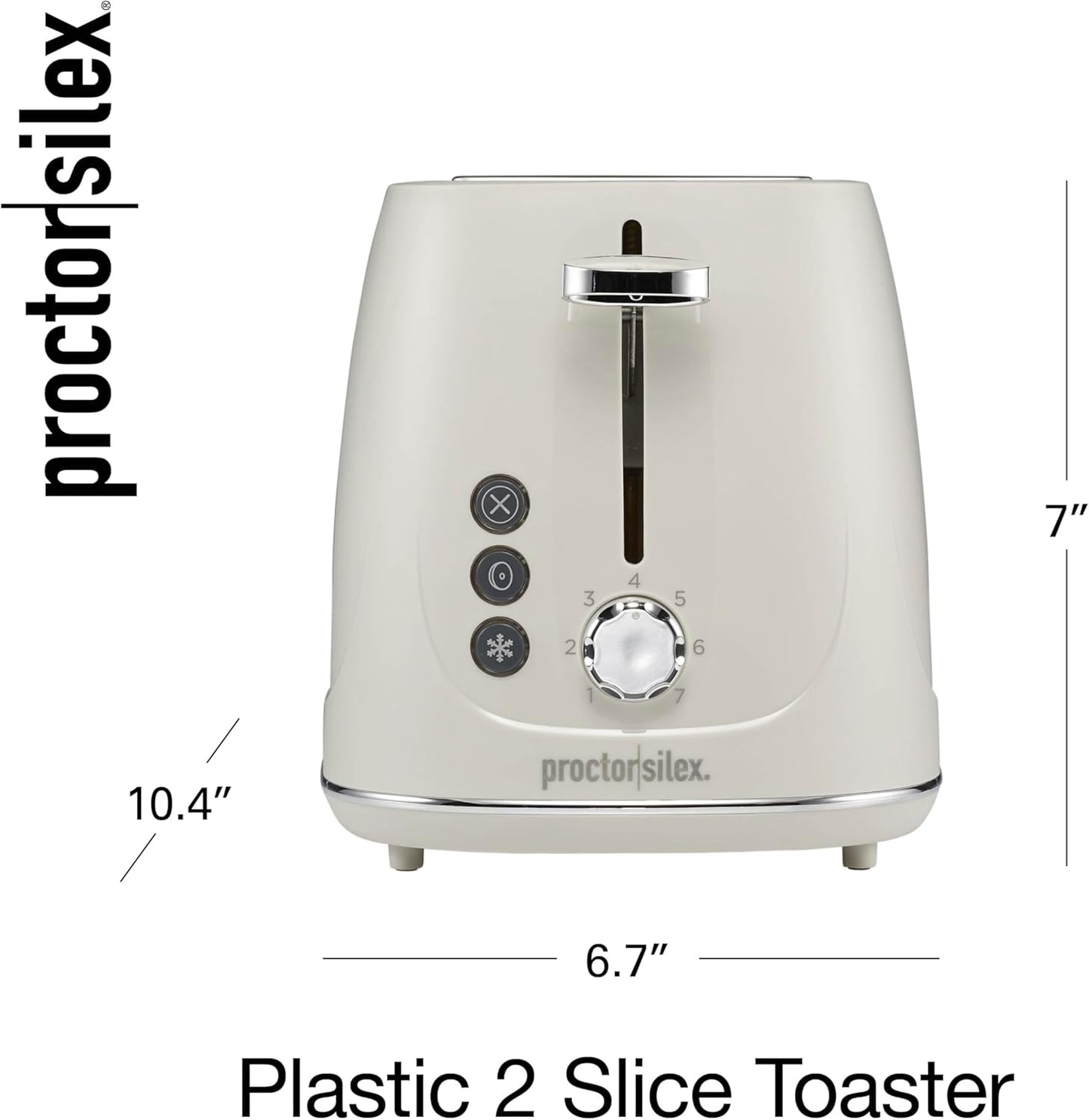 Proctor Silex 2-Slice Toaster - Bagel & Defrost Functions, 7 Browning Levels, Auto Shutoff, Oat White