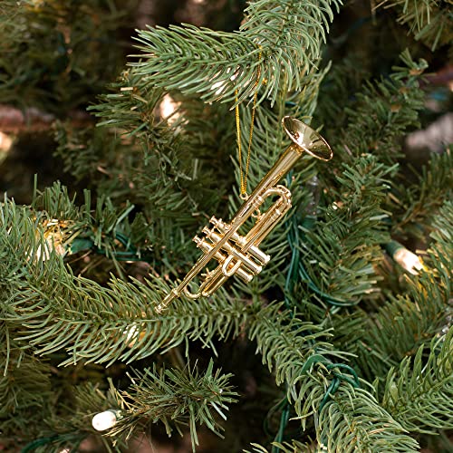 Gold Brass Trumpet Ornament for Christmas Tree & Music Decor