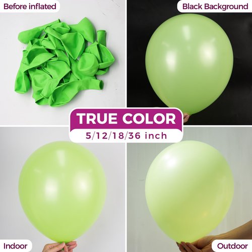 Bezente Lime Green Latex Party Balloons - 100 Pack 12 inch Light Green Balloons Round Helium Fruit Green Balloons for St. Patrick's Day Birthday Dinosaur Jungle Golf Football Theme Party Decoration