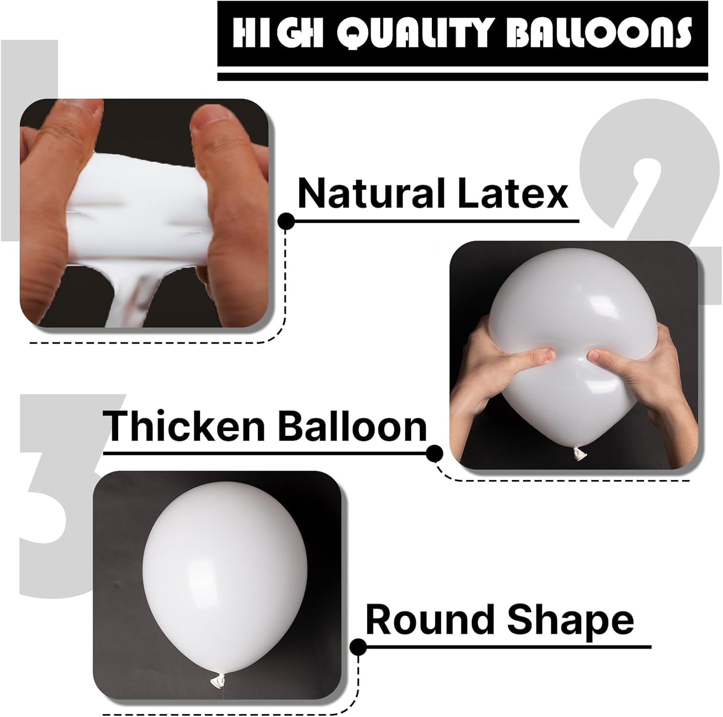 PartyWoo White Balloons - 50 Pcs 12 Inch Latex Helium Balloons for Weddings & Celebrations