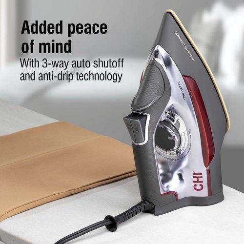 CHI Steam Iron - Powerful 1700 Watts with 300+ Steam Holes & Titanium Infused Soleplate | XL 10' Cord