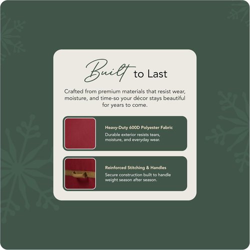 Covermates Keepsakes Christmas Tree Storage Bag - Heavy-Duty Rolling Design with Wheels & Reinforced Handles - Durable Red Polyester Solution