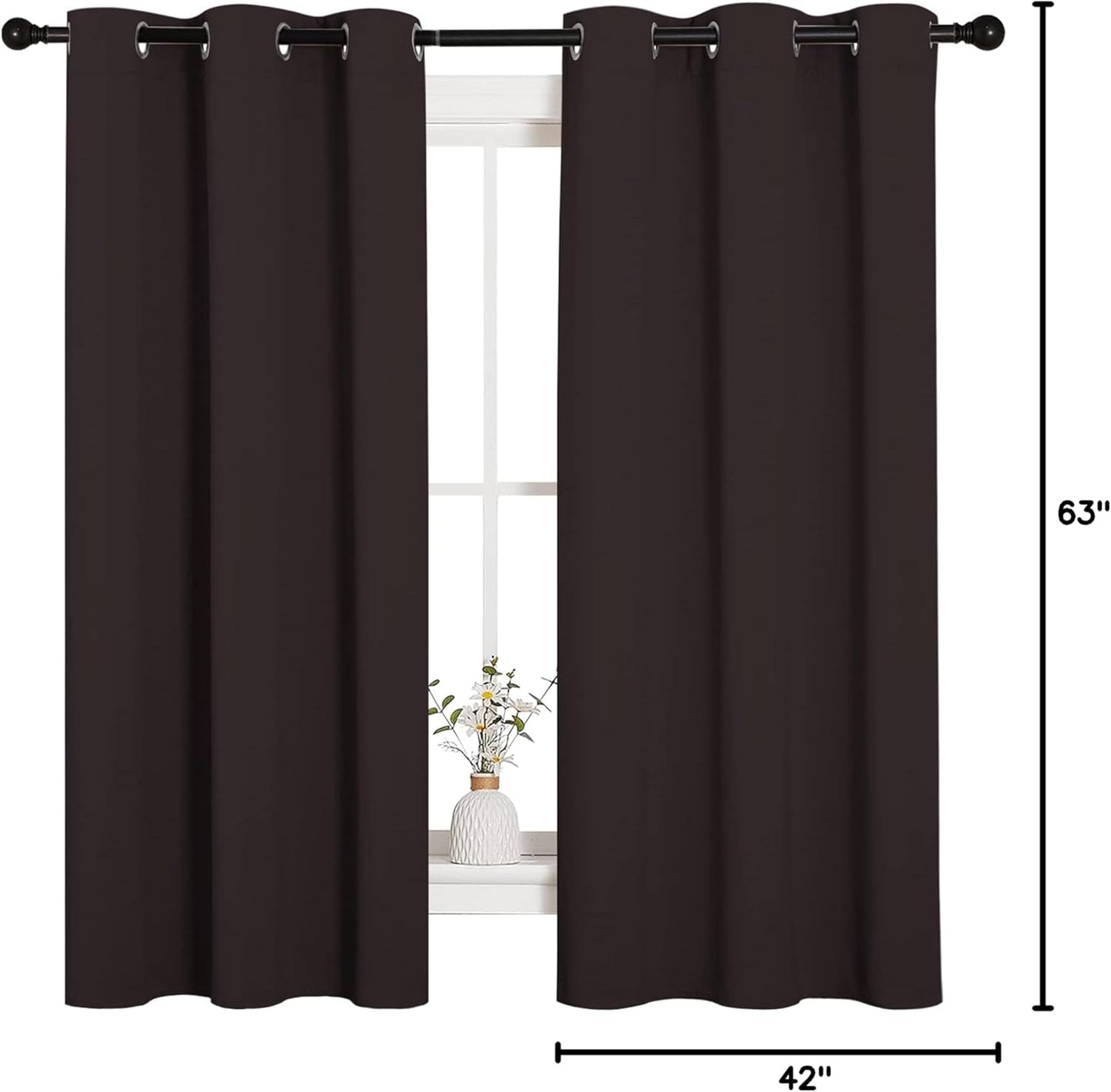 NICETOWN Blackout Curtains - Triple Weave Thermal Insulated Grommet Panels | 42"x63", Toffee Brown