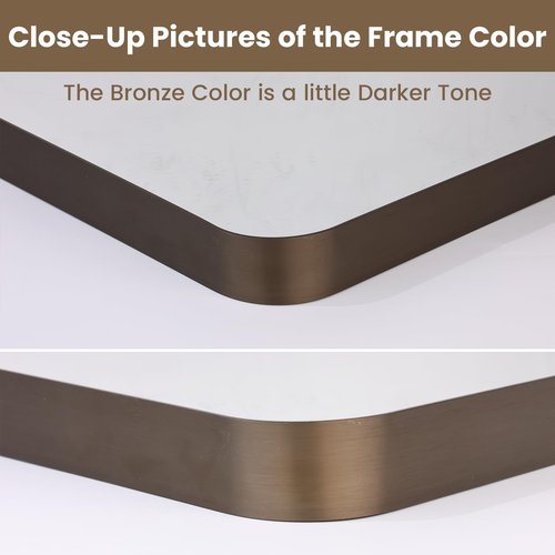 LOAAO 24”X36” Bronze Bathroom Mirrors for Vanity, Rounded Rectangle Brushed Bronze Metal Frame Mirror, Anti-Rust, Hangs Horizontally or Vertically