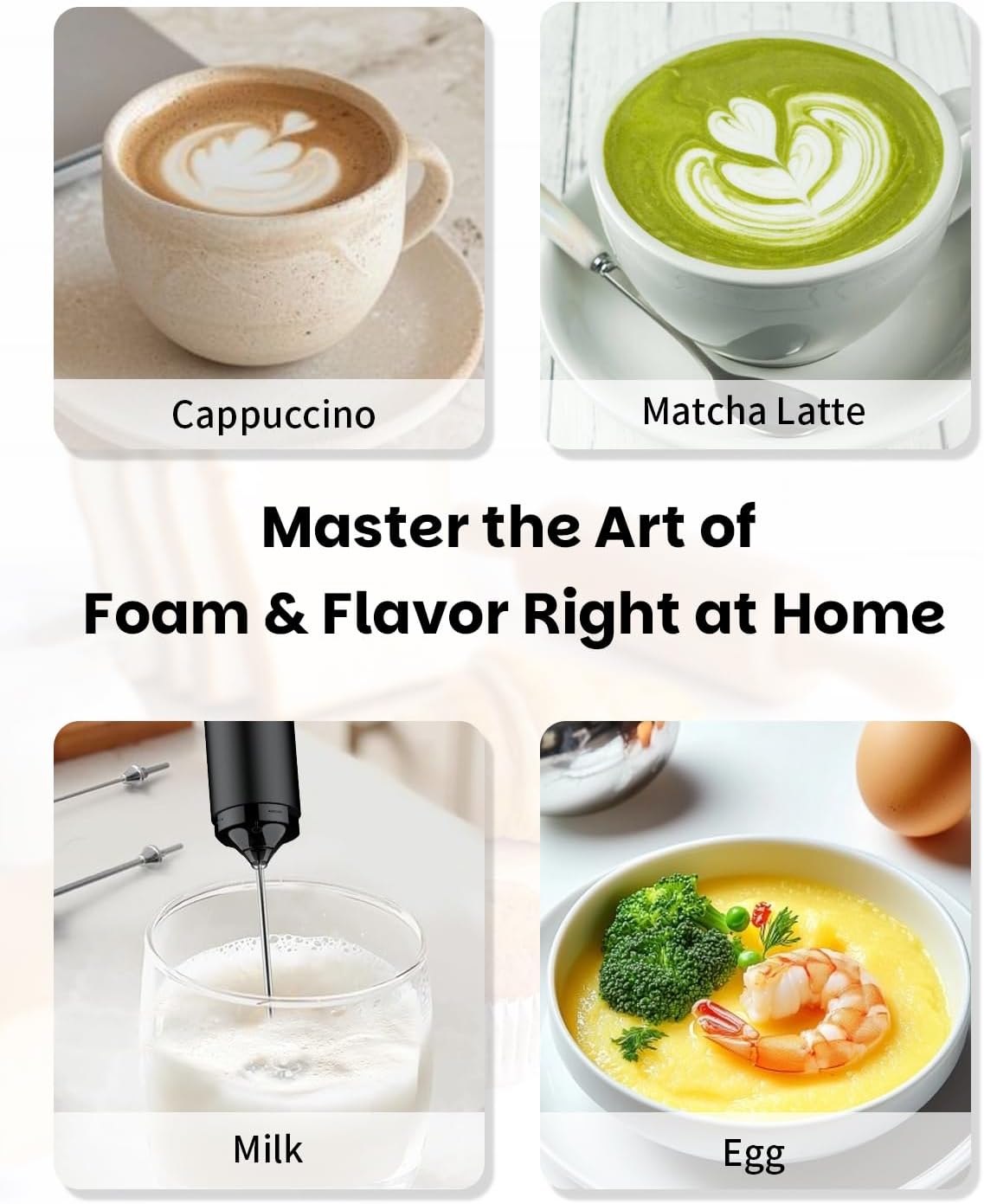 Pawfly Rechargeable Milk Frother - Handheld Stainless Steel Whisk for Cappuccino & Latte - Portable Electric Mixer