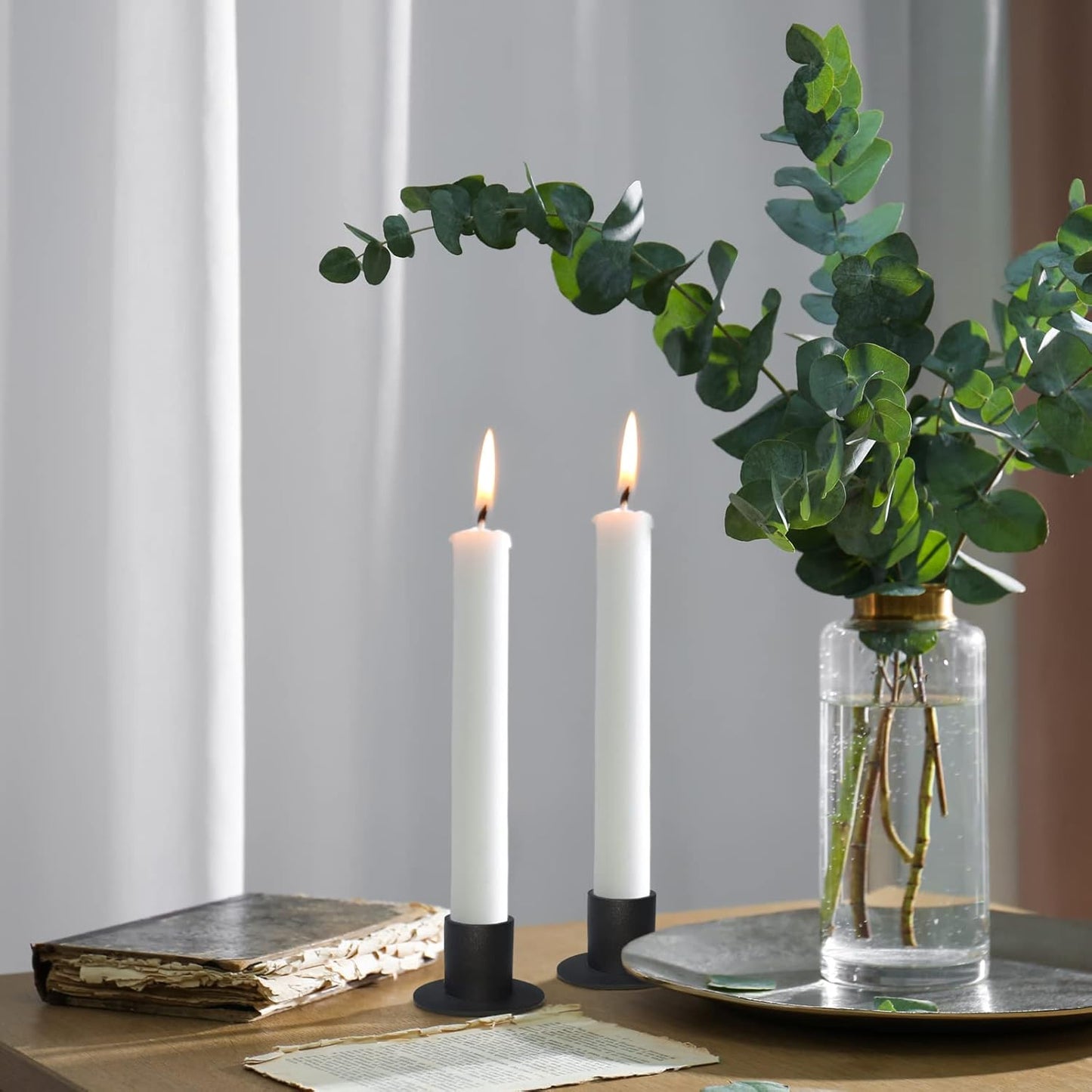 Skiennix Black Candle Holders - Retro Candlestick Set for Home Decor | Perfect for Weddings & Gifts