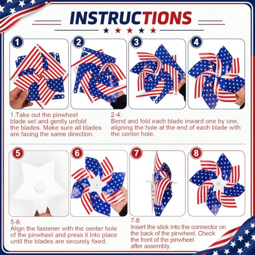 Patriotic Christmas Decorations Set with Eagle Tree Topper and American Flag Pinwheels