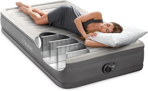 Intex TruAire Luxury Air Mattress - Fiber-Tech Construction with Built-in Electric Pump | Multizone Support