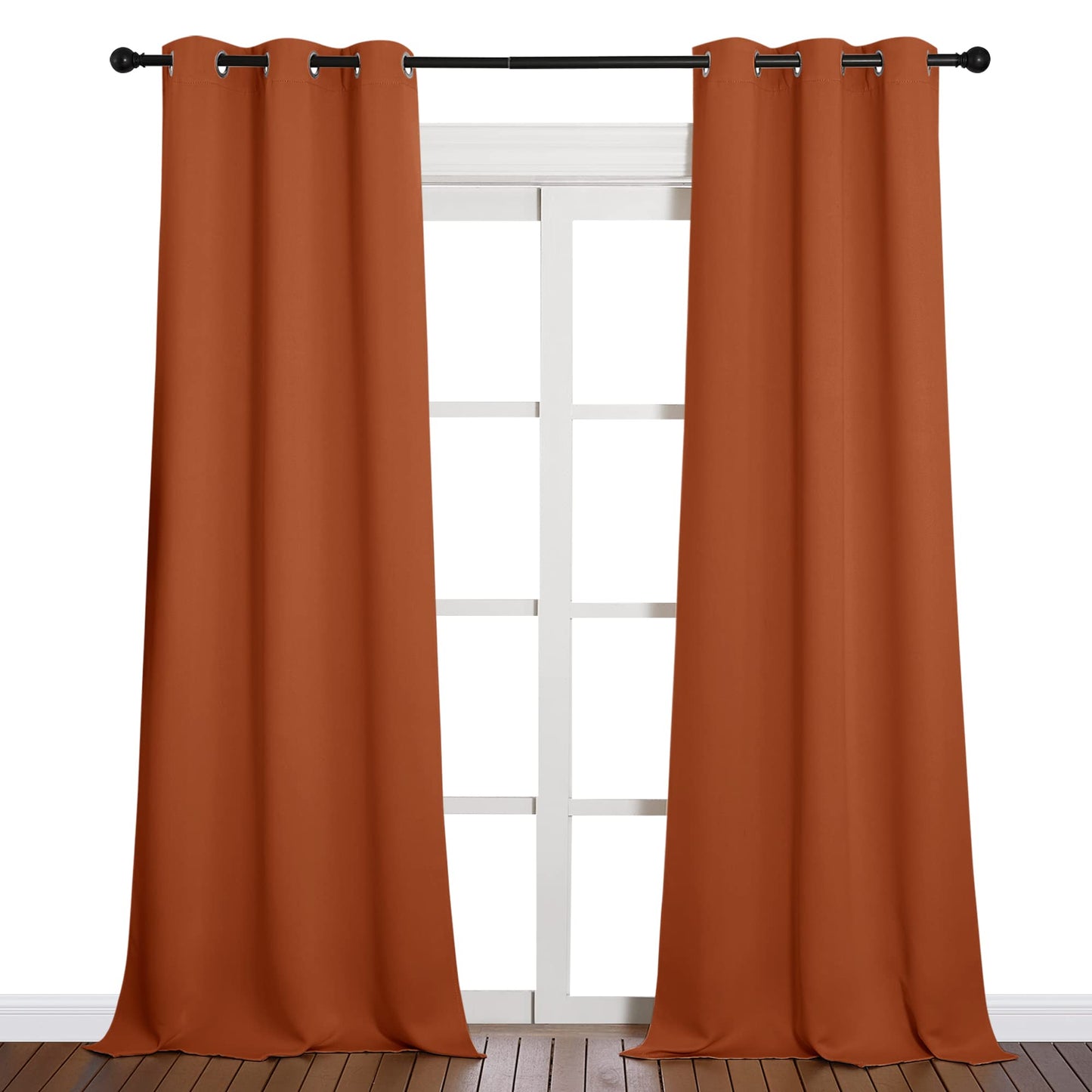 NICETOWN Halloween Room Darkening Drapes for Nursery - Light Blocking Curtain Panels for Bedroom Girl Room, Soft Fabric Window Treatment (Burnt Orange, 42 inches Width by 90 inches Length, 1 Pair)