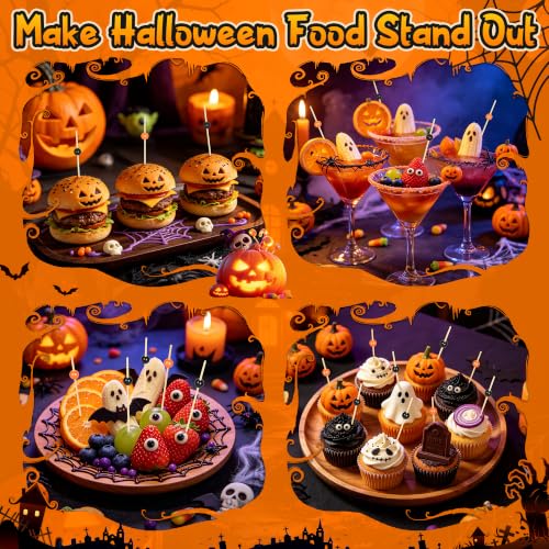 Halloween Cocktail Picks Black & Orange Pearl Toothpicks for Appetizers - 100 Pack