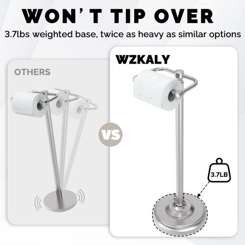 **Regine Switzerland Toilet Paper Holder - Brushed Nickel Free Standing Design with Stable Weighted Base**