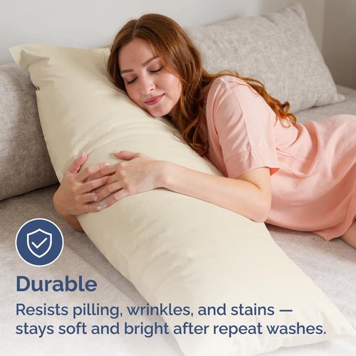 Body Pillowcases Set of 2-20x54 Long Body Pillow Case - Soft Body Pillow Cover for Sleeping & Side Sleepers - Comfy, Breathable, Wrinkle & Fade Free - Machine Washable w/Envelope Enclosure (Wheat)