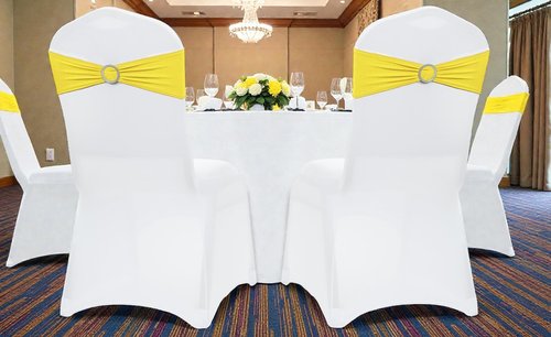 MDS Spandex Chair Sashes - Premium Stretch Covers with Buckle Slider for Weddings & Events | Pack of 50 - Yellow