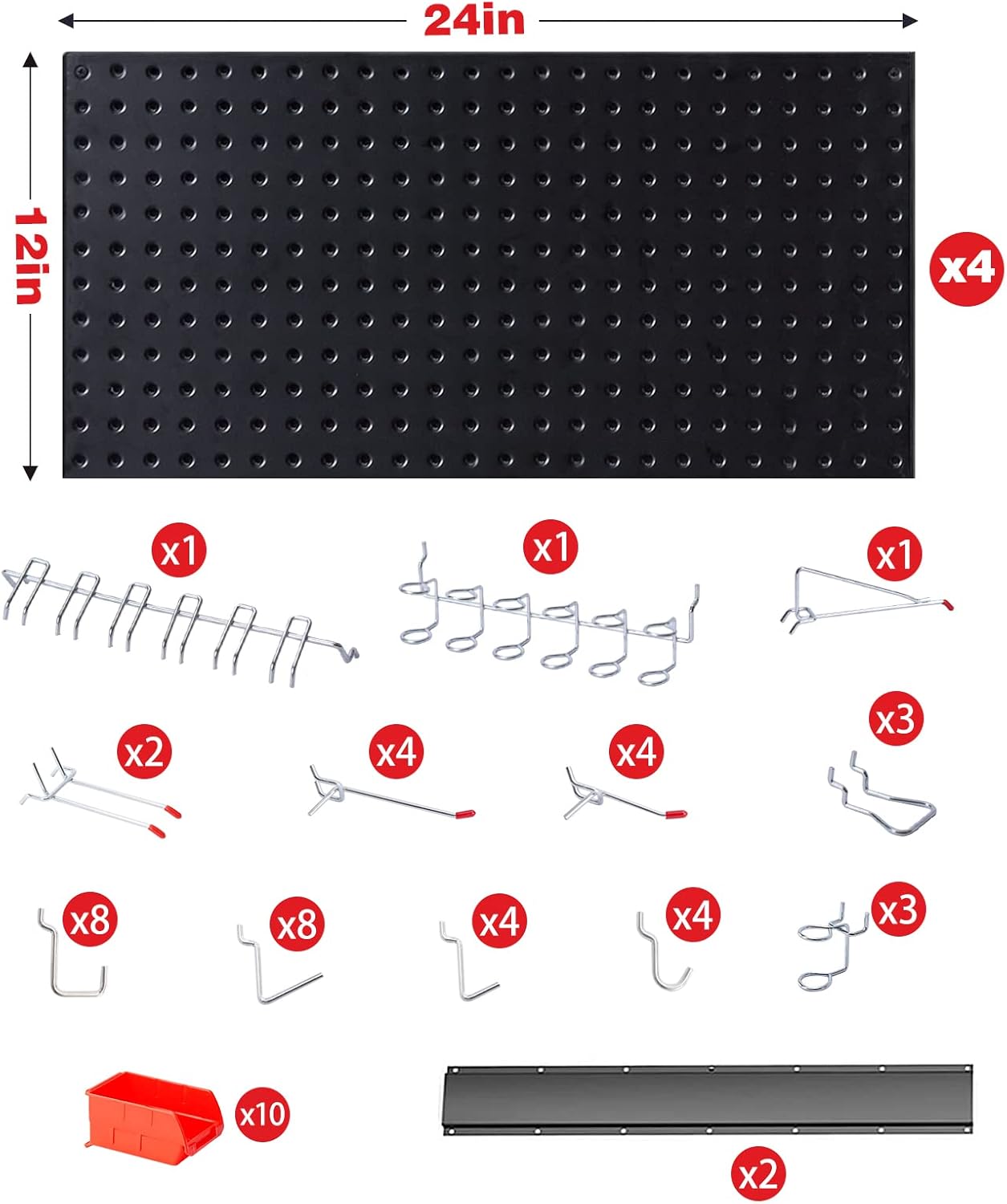 Ultrawall Pegboard Wall Organizer - Black Metal Storage System with Hooks & Bins | 59-Piece Set