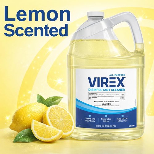 VIREX Diversey CBD540557 All Purpose Disinfectant Cleaner, For Home & Commercial Use, Kills 99.9% of Germs, Multi-Surface, Lemon Scent, 1 Gallon (Pack of 2)