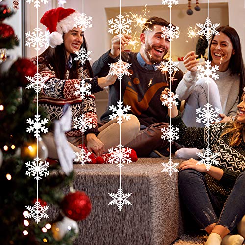 Snowflake Garland Decorations for Winter & Christmas Party Supplies, 12 Pack