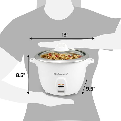 Elite Gourmet Electric Rice Cooker - 20 Cups Cooked Capacity | Stainless Steel Inner Pot & Keep Warm Feature
