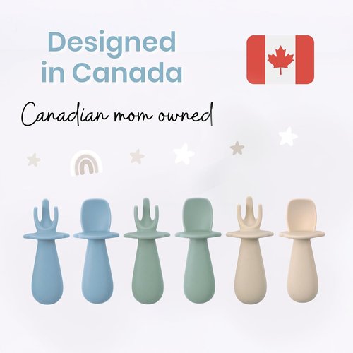 Baby Bliss Silicone Baby Spoons - Self Feeding Utensils for Infants 6 Months+, BPA Free, 6 Pack