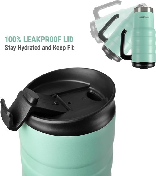 HAUSHOF 24 oz Travel Mug - Stainless Steel Double Wall Insulated Tumbler with Handle & Spill-Proof Lid