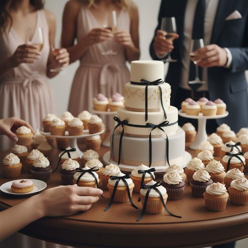 30 Pack Satin Bow Cake Decorations - Pre-Tied Ribbon Bows (3.5 x 6.5 Inch) | Elegant Black Cake Decor