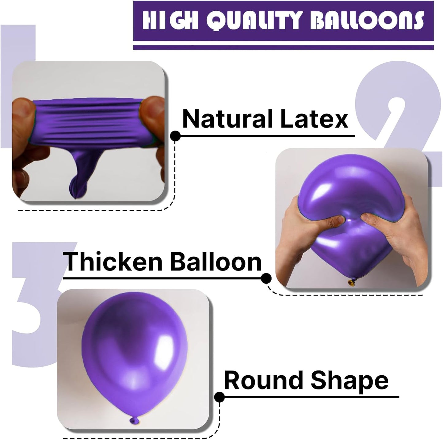 PartyWoo Metallic Purple Balloons - 50pcs 12 Inch Chrome Latex Helium Balloons for Celebrations