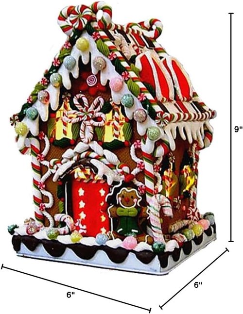 Kurt Adler Candy House | 8.5-Inch Claydough & Metal Design with C7 UL Lighted Decorations