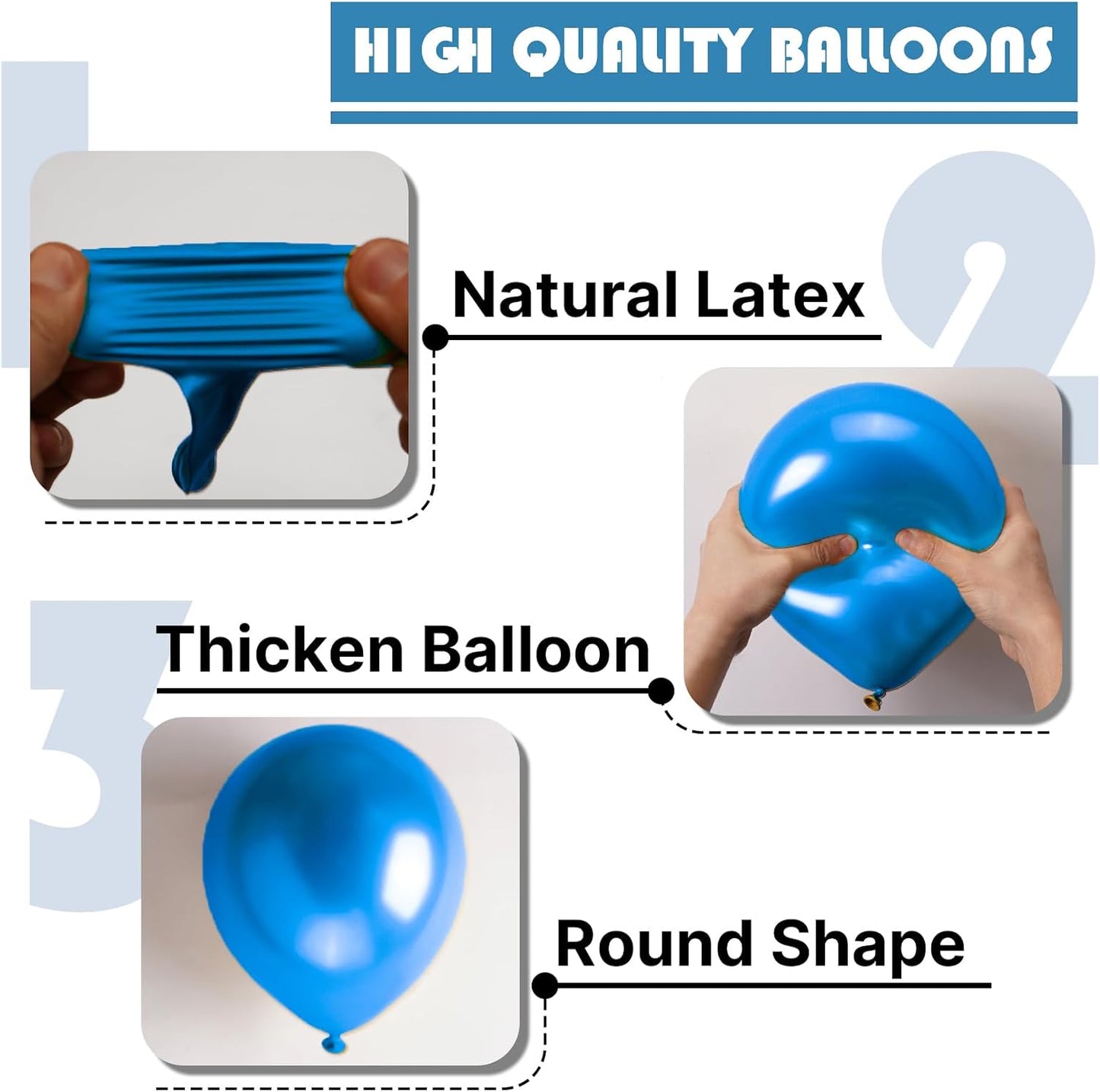 PartyWoo Metallic Blue Balloons - 140pcs in Various Sizes for Graduation, Wedding, and Birthday Celebrations