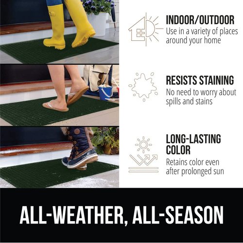 GORILLA GRIP® Ultra Absorbent Front Door Mat Outside Entrance, Traps Dirt, HydroABSORB Doormat Holds Up to 1.7 Cups Water, Stain and Fade Resistant Welcome Mat, Outdoor Entry Rug, 29x17, Green