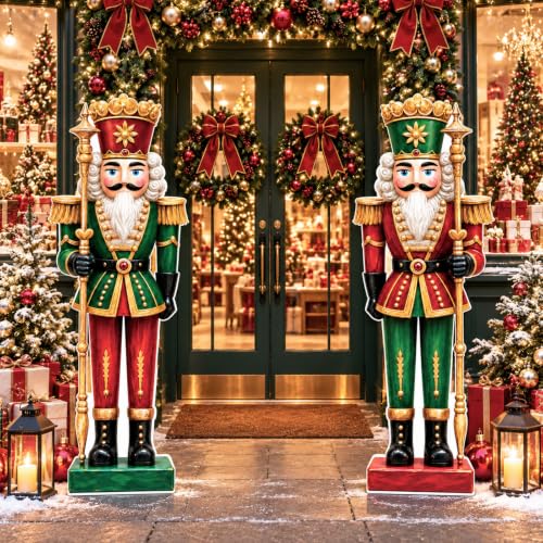 Large Christmas Nutcracker Cardboard Cutouts - 5 Ft, Set of 2