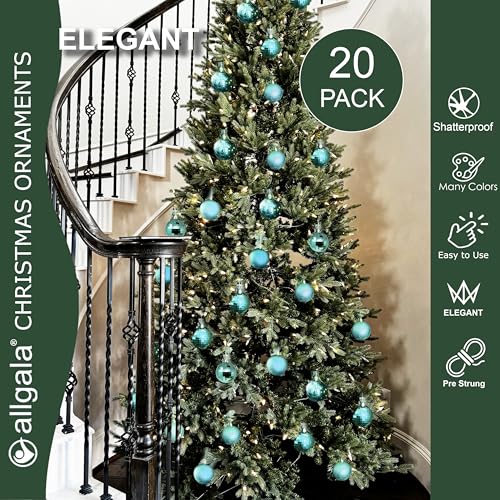Large Christmas Ornament Balls - 20 Pack 3 Inch Shatterproof Decorations - Turquoise
