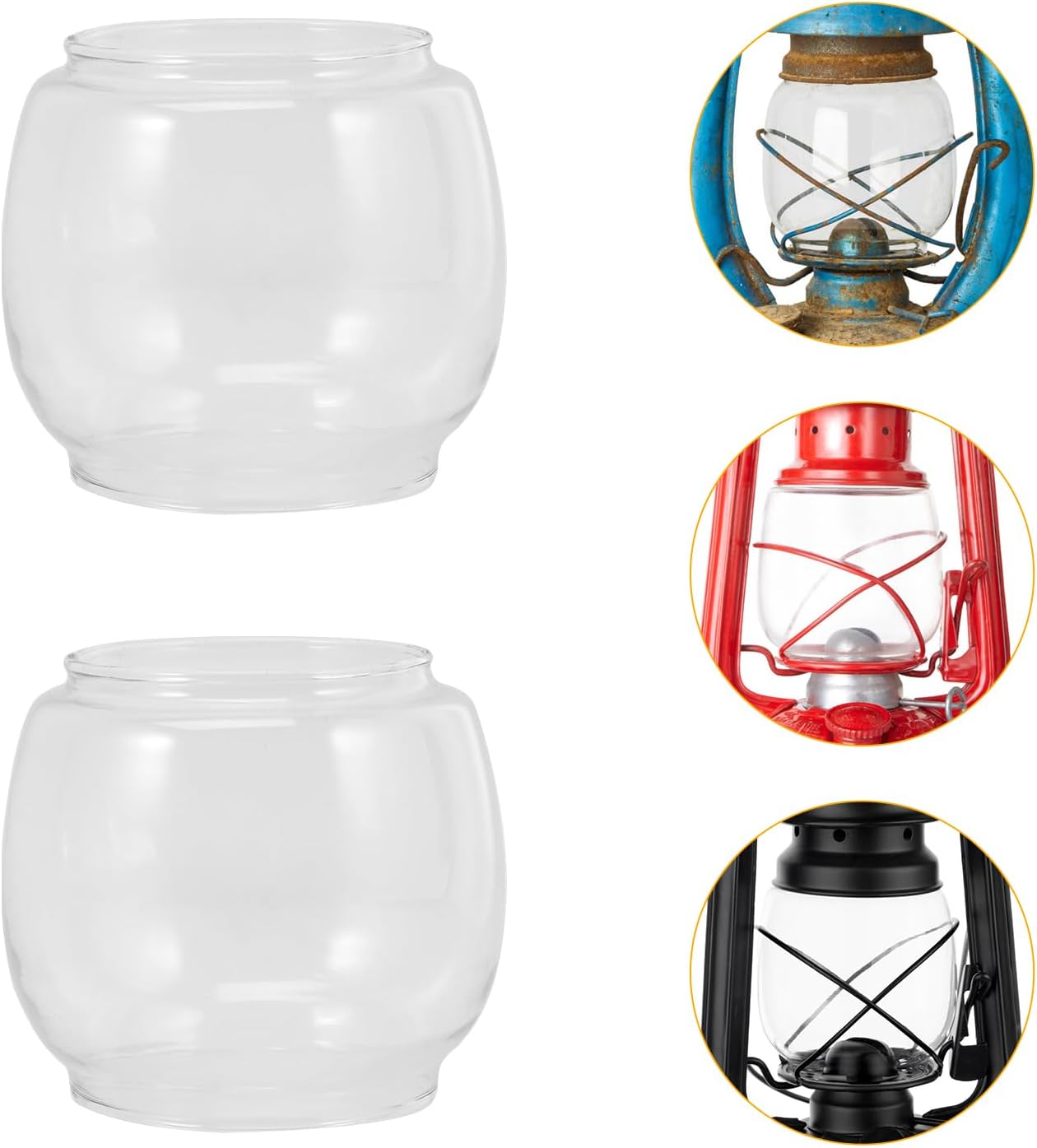 Uonlytech Oil Lamp Shade Glass - Vintage Round Kerosene Lamp Cover | 2.36 Inch Clear Replacement