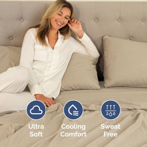 Full XL Bed Sheet - 4 Piece Full XL Bed Sheets Set - Soft, Breathable & Cooling - Hotel Luxury Bedding for Women, Men, Kids, Teens, Boys & Girls - Deep Pockets, Fade & Wrinkle Free - Heathered Beige