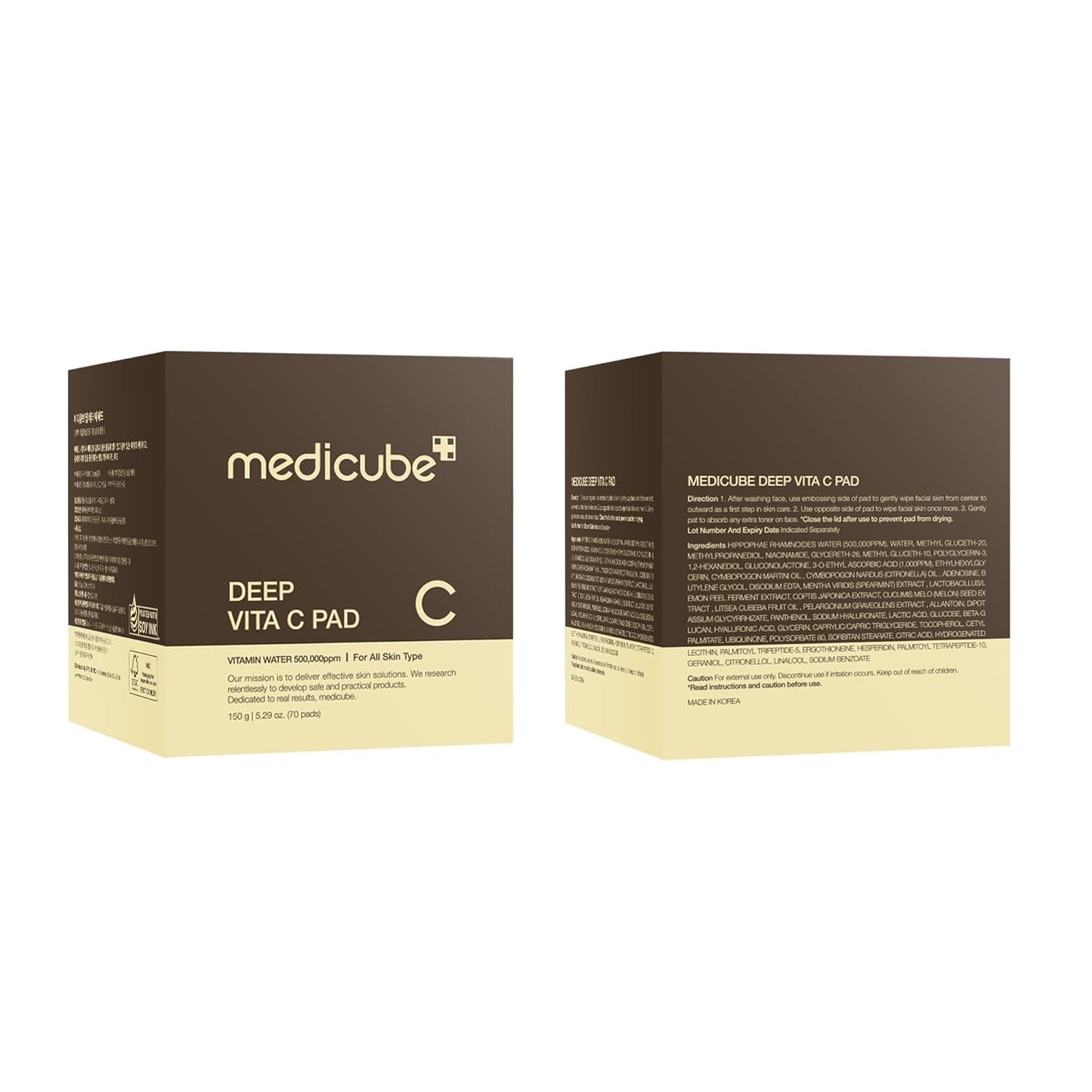 Medicube Toner Pads - Deep Vita C Facial Toner for Uneven Skin Tone & Texture | Hydrating & Resurfacing | 70 Pads