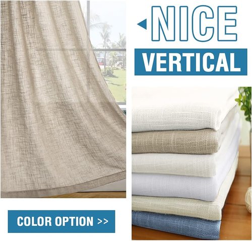 H.VERSAILTEX Linen Blended Curtains - 63 Inch Light Filtering Natural Textured Rod Pocket Panels | 2 Set for Living Room & Bedroom