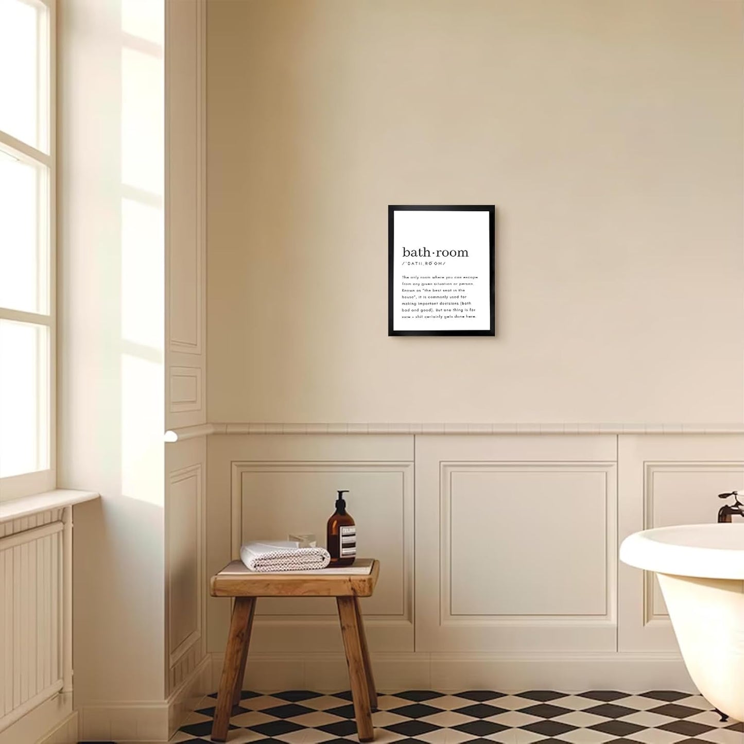 Regine Switzerland Black and White Bathroom Wall Art - Funny Definition Print | Minimalist 8x10in Framed Decor