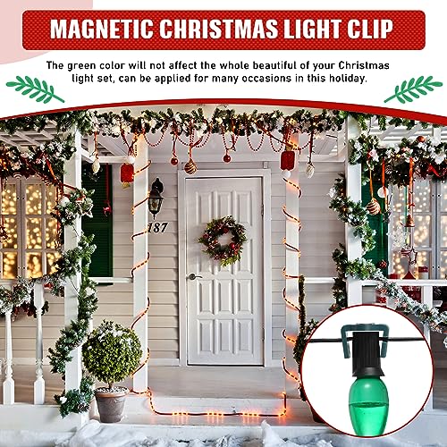 Frienda 200 Pieces Magnetic C9 Christmas Light Clips Outdoor Green Round