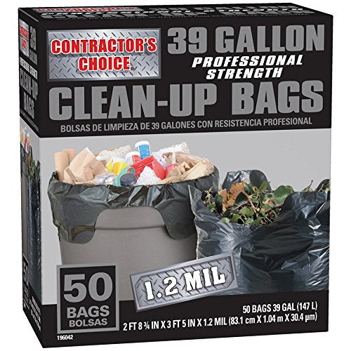 Katouigb Contractor's Choice 50-Count 39-Gallon Outdoor Construction Trash Bags