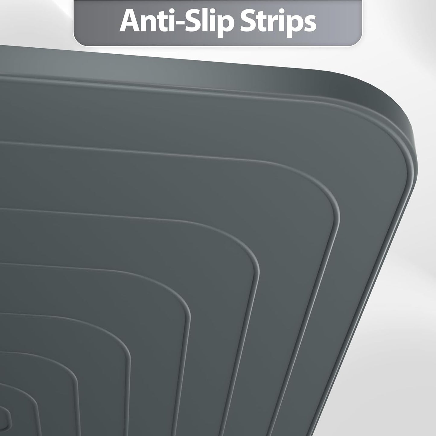 Silicone Dog Food Mat - Waterproof Anti-Slip Feeding Mat with Raised Edge | 24" x 16" Gray