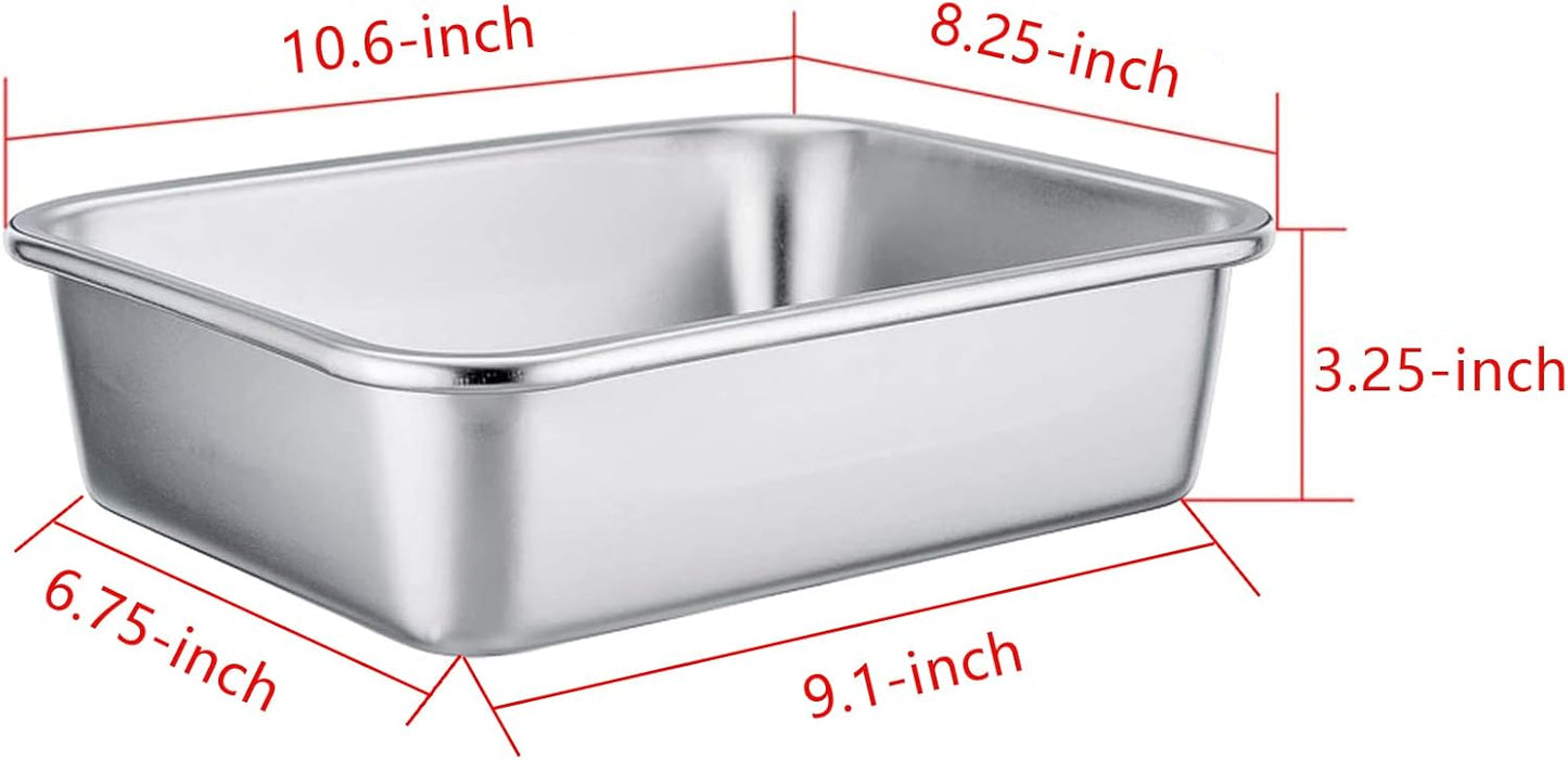 TeamFar Rectangular Cake Pan - Stainless Steel Brownie & Lasagna Baking Dish | 8"x10"x3", Rust-Free & Easy Clean