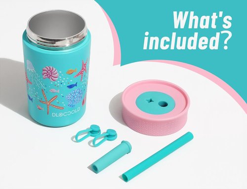 DLOCCOLD 12 oz Insulated Stainless Steel Tumbler - Reusable Sippy Cup with Leak-Proof Straw Lid | Easy to Clean, Travel-Friendly
